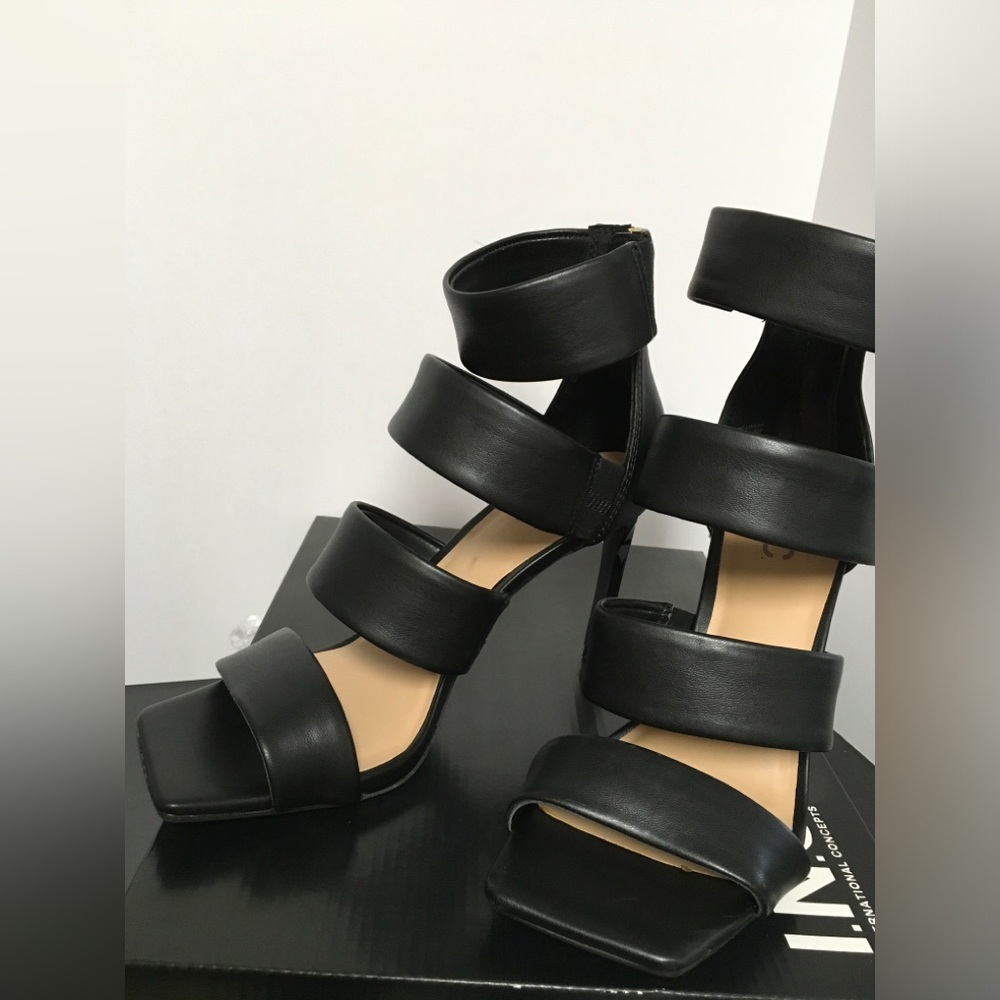 International Concepts Liana Black Strappy Heel Sandals - Picture 2 of 7